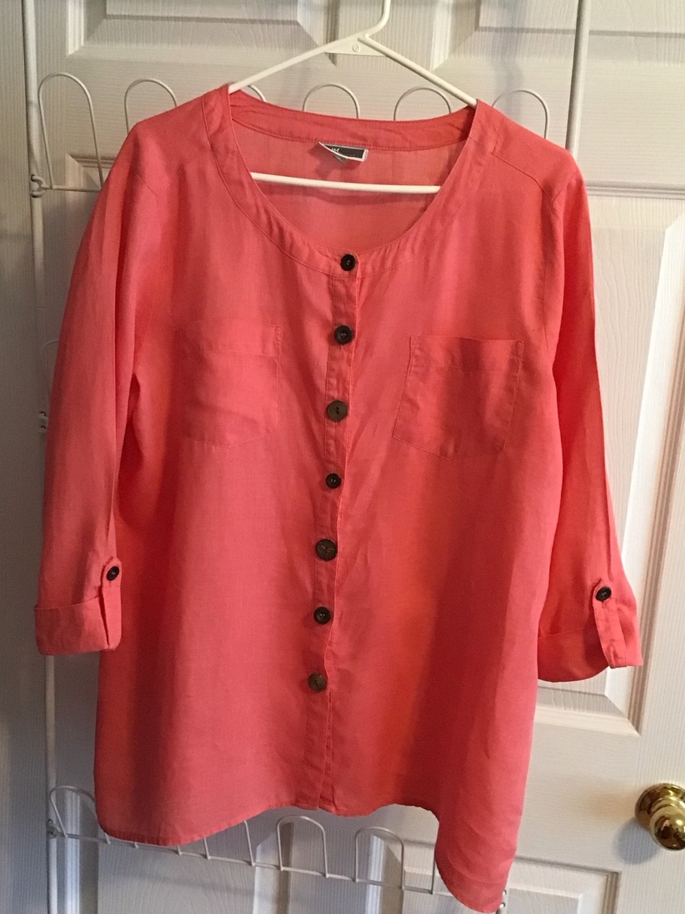 JM Collection Coral Button-Down Tunic Shirt